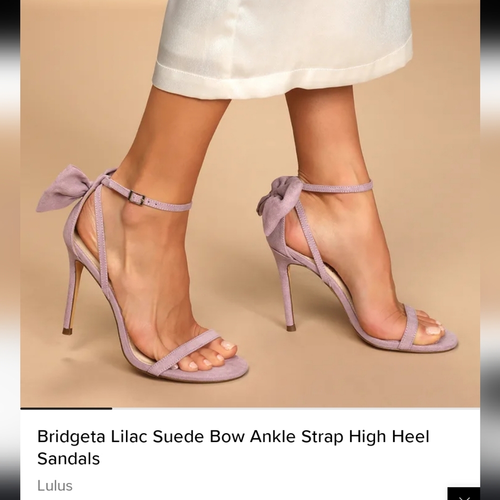 Lulu's Bridgeta Lilac Suede Bow Ankle Strap High Heel Sandals